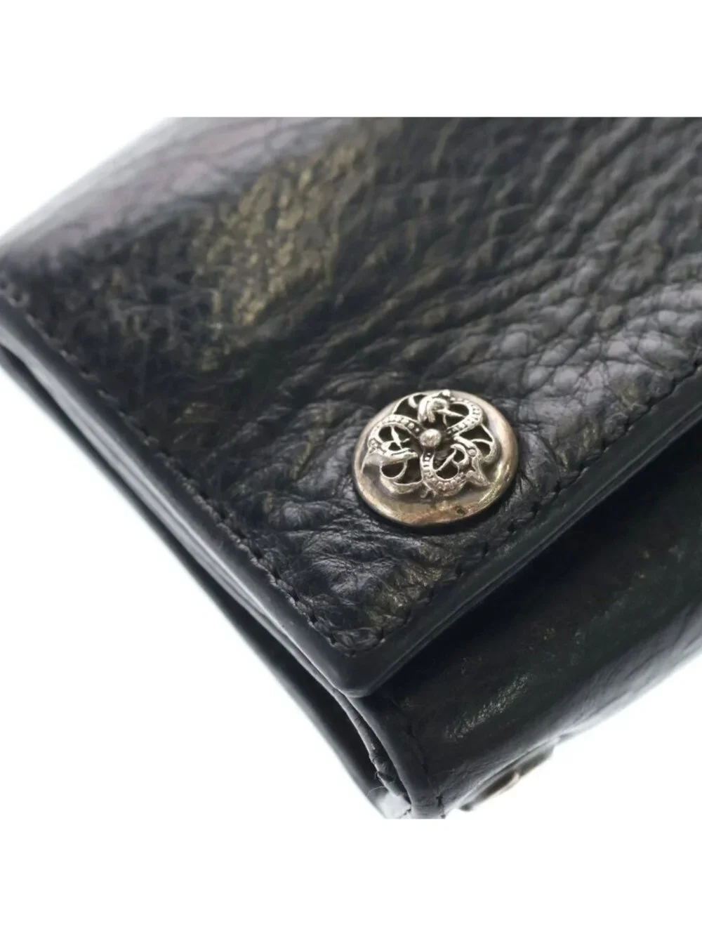 Chrome Hearts Celtic Button Leather Wallet Black
